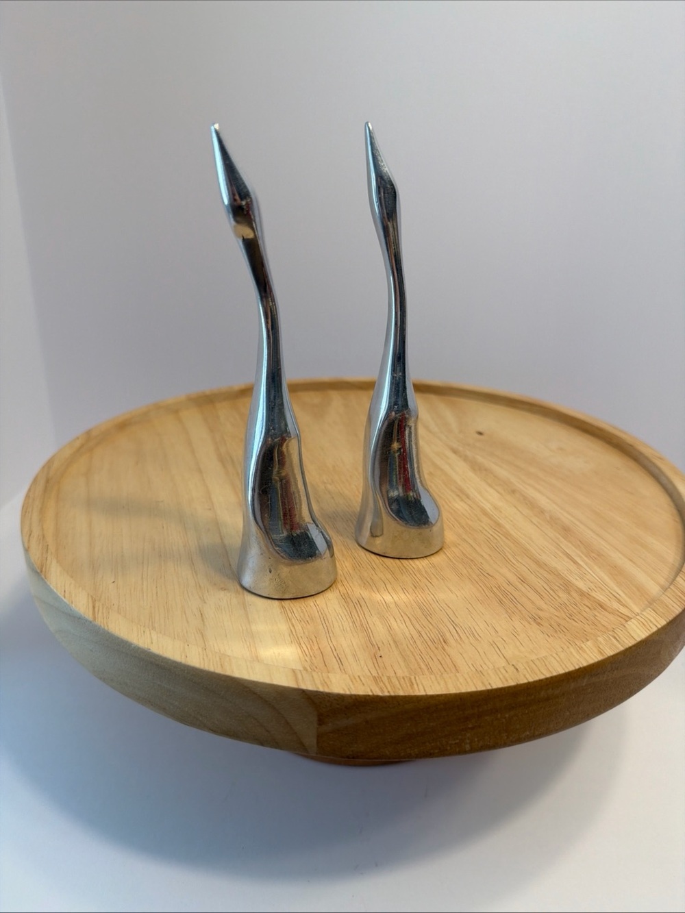 Vintage Pair Hoselton Canada Goose Figurines Modernist Aluminum Crane Loon Heron